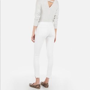Express Mid Rise White Destroyed Ankle Jean Leggin
